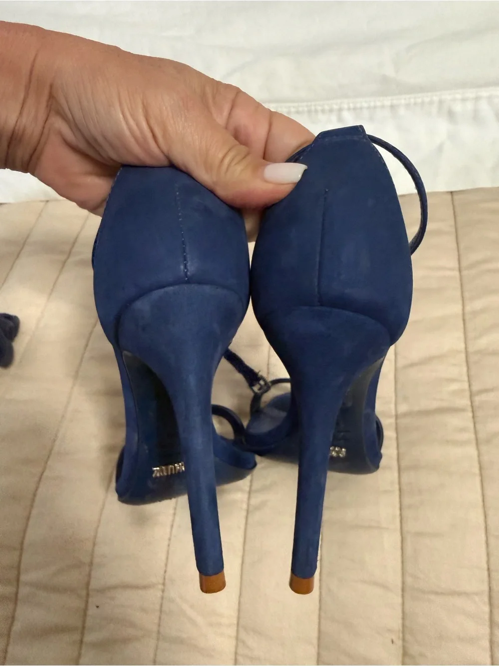 SCHUTZ Royal Blue Ankle-Strap Stiletto Sandals